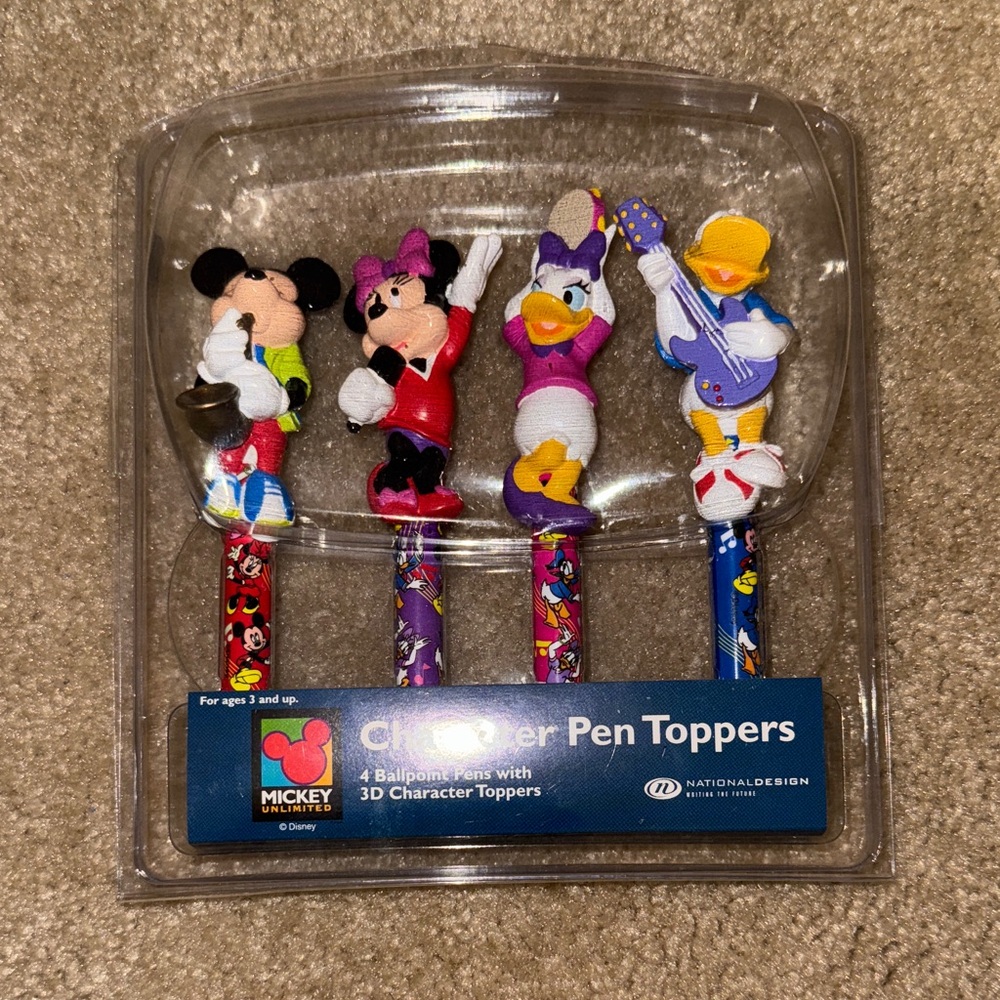 Disney Mickey and Friends Pens with Toppers - assorted colors, VINTAGE, NIB